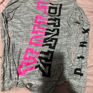 Victoria secret Pink Grey & Black Graphic Long-Sleeve Top - Grey Heather